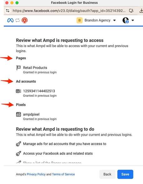 Meta ads connection - confirm - step 6