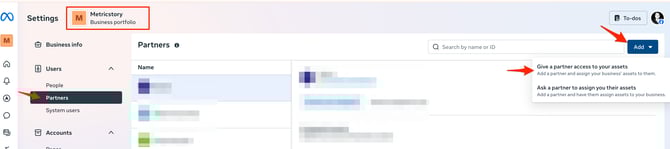 Partner access - step 1